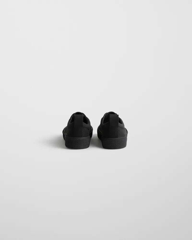 Black Canvas Lace-Up Plimsole Sneakers