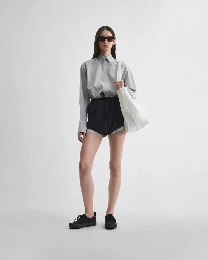 Black Cotton High-Waisted Shorts