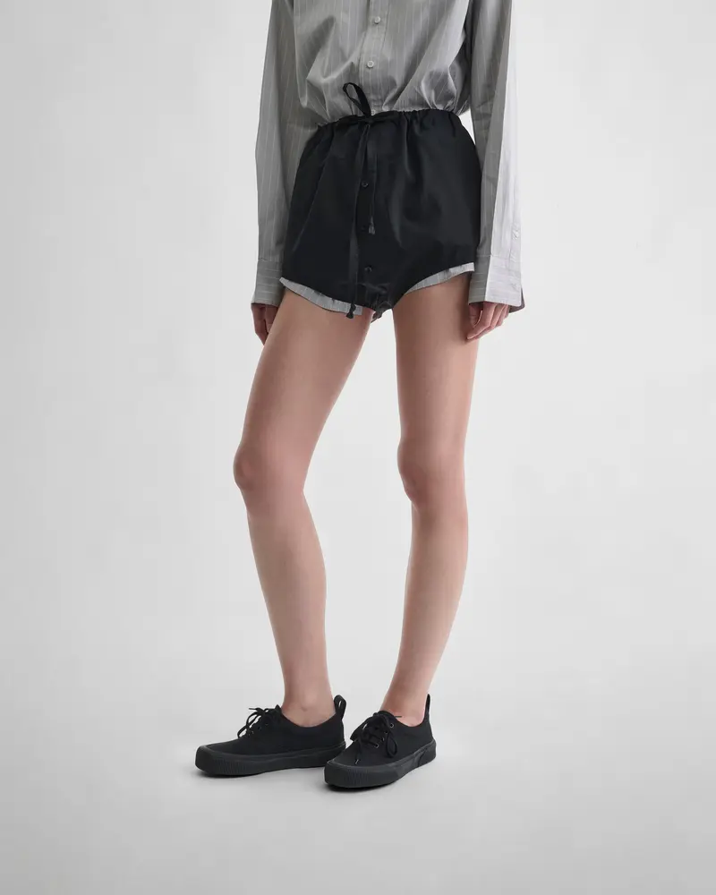 Black Cotton High-Waisted Shorts