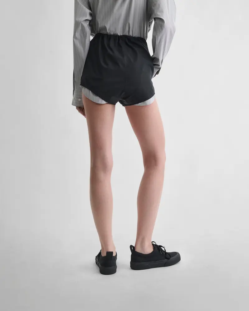Black Cotton High-Waisted Shorts