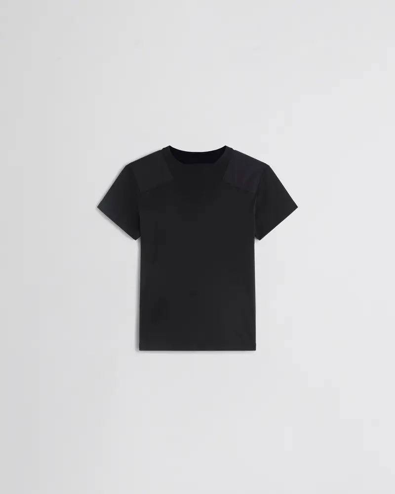 Black Cotton Patch T-Shirt With Boyish Fit
