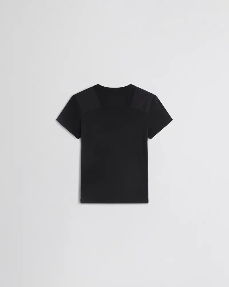 Black Cotton Patch T-Shirt With Boyish Fit 2