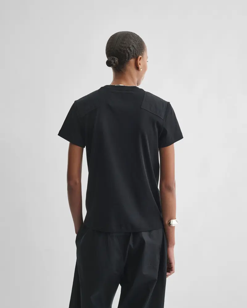 Black Cotton Patch T-Shirt With Boyish Fit