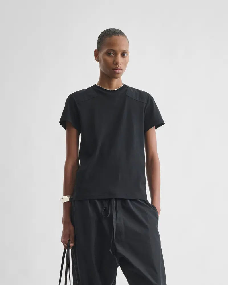 Black Cotton Patch T-Shirt With Boyish Fit