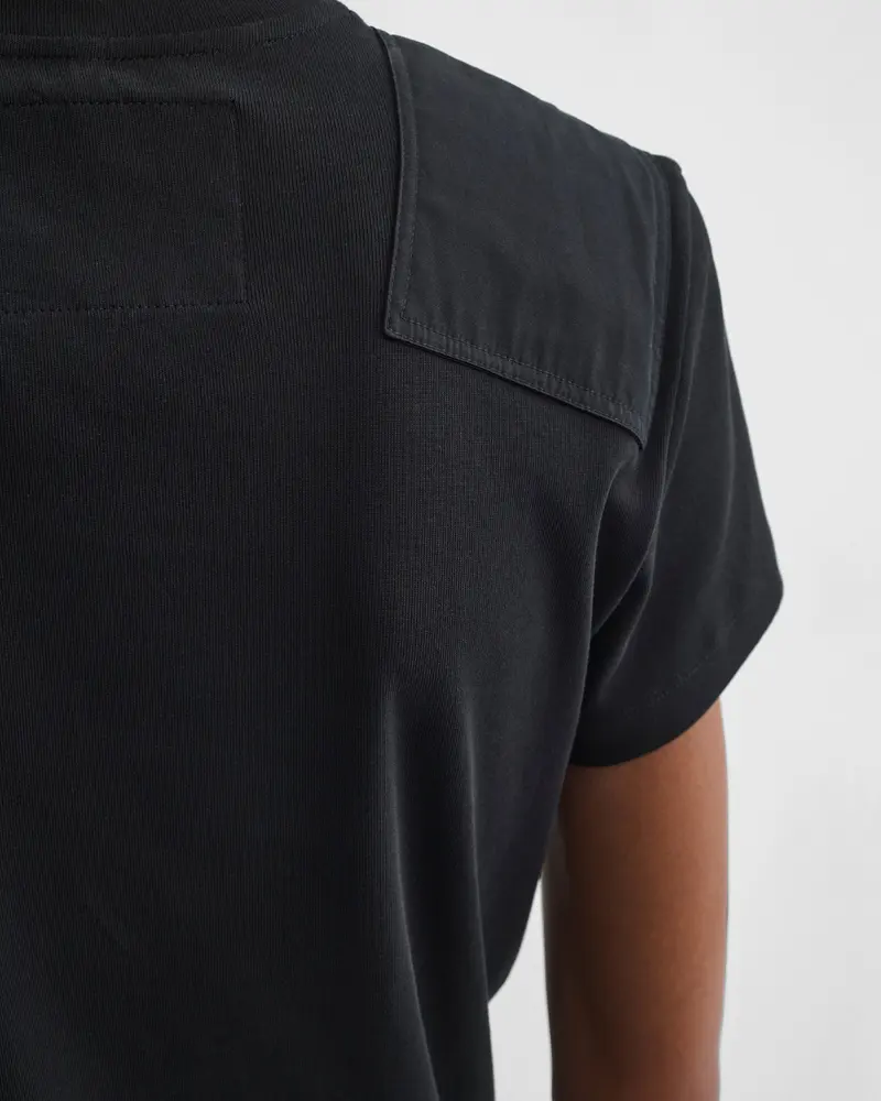 Black Cotton Patch T-Shirt With Boyish Fit