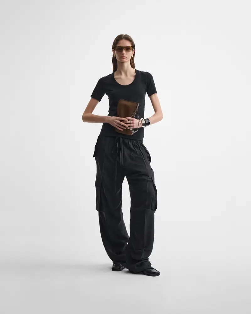 Black Cotton Scoop Neck T-Shirt