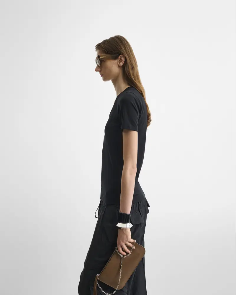 Black Cotton Scoop Neck T-Shirt
