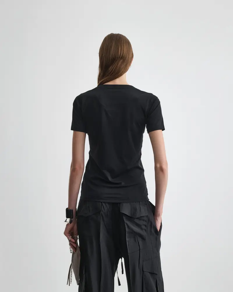Black Cotton Scoop Neck T-Shirt
