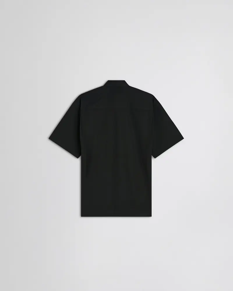 Black Cotton Short Sleeve Shirt With Oversized Fit 2