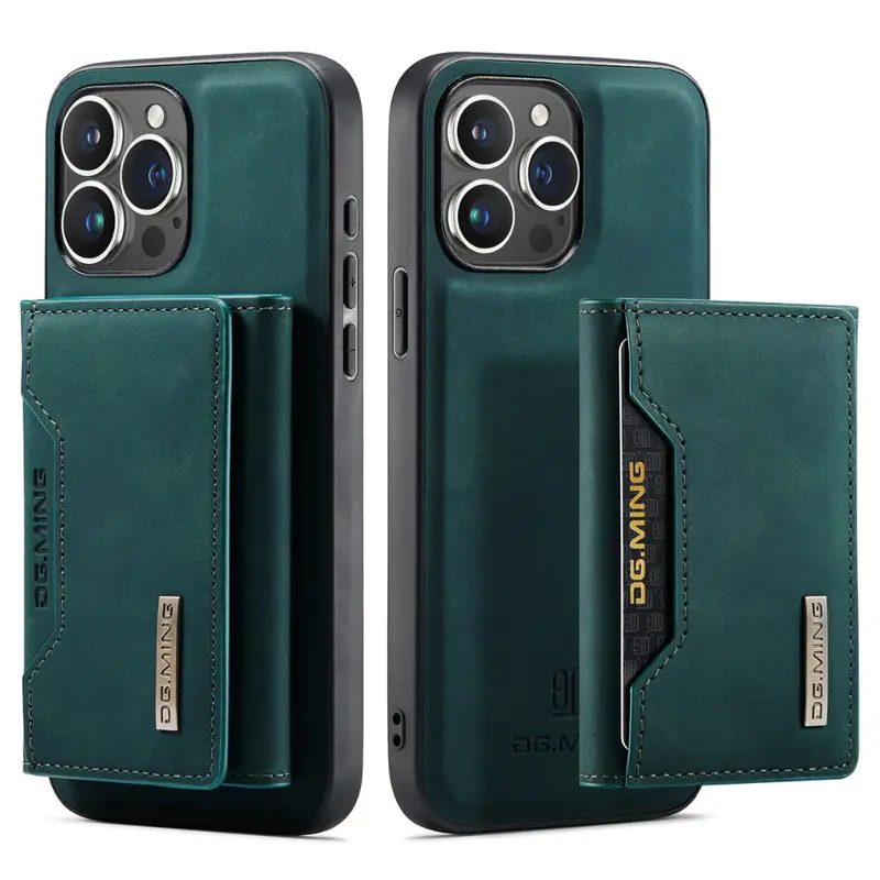 Black Executive-Style Leather Wallet Case for iPhone