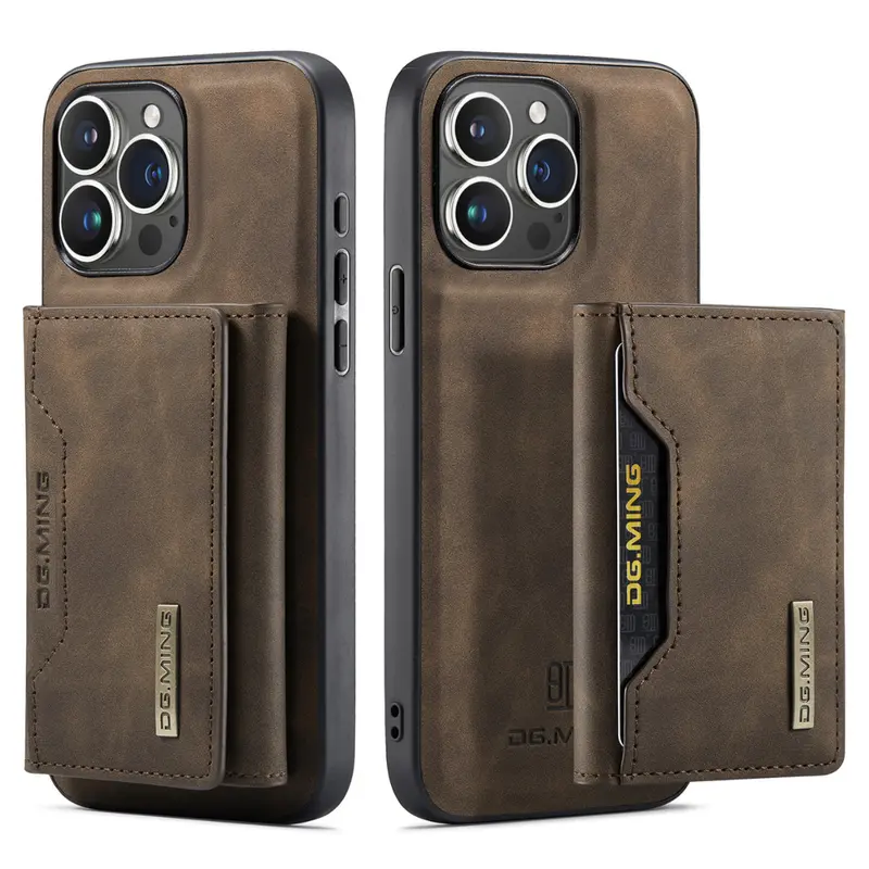 Black Executive-Style Leather Wallet Case for iPhone