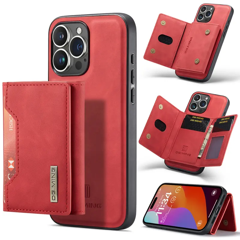 Black Executive-Style Leather Wallet Case for iPhone