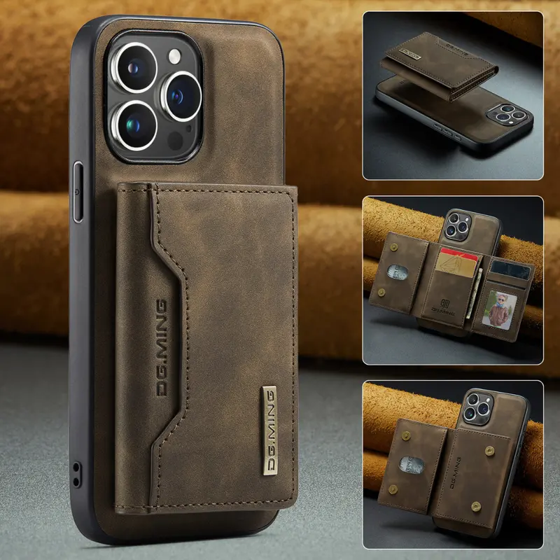 Black Executive-Style Leather Wallet Case for iPhone