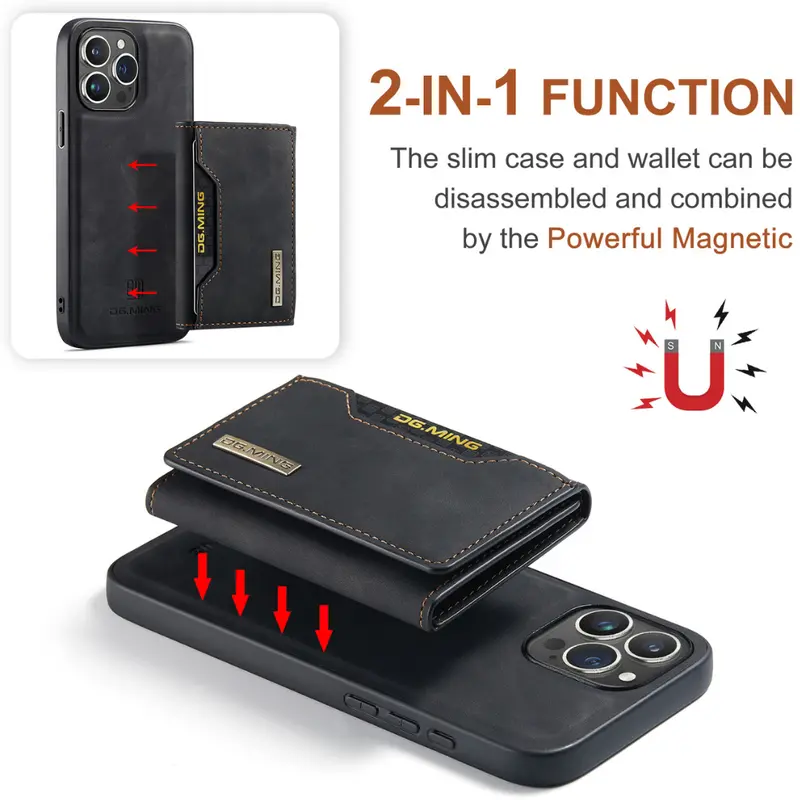 Black Executive-Style Leather Wallet Case for iPhone