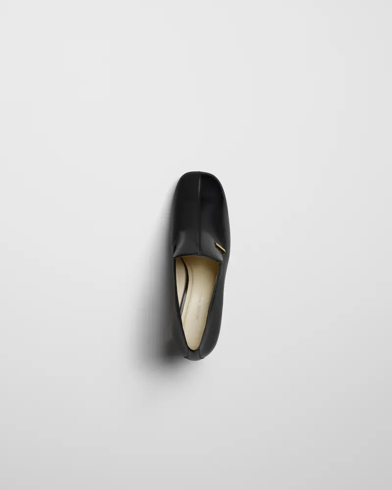 Black Leather Club Loafer With 60Mm Concave Heel
