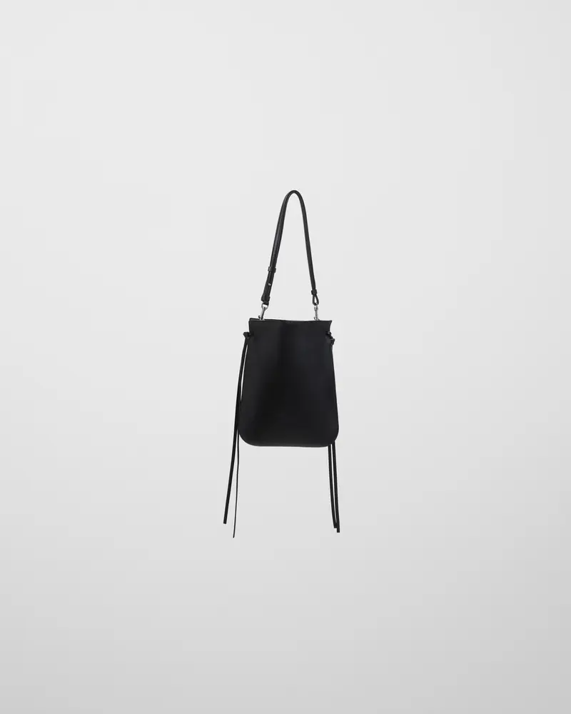 Black Leather Gig Pouch With Silver Hardware