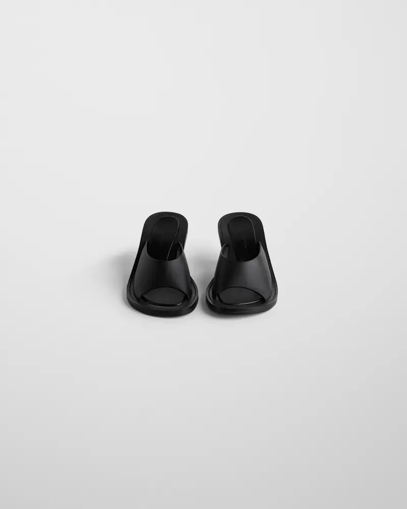 Black Leather Mule Sandal With Conical Heel 2