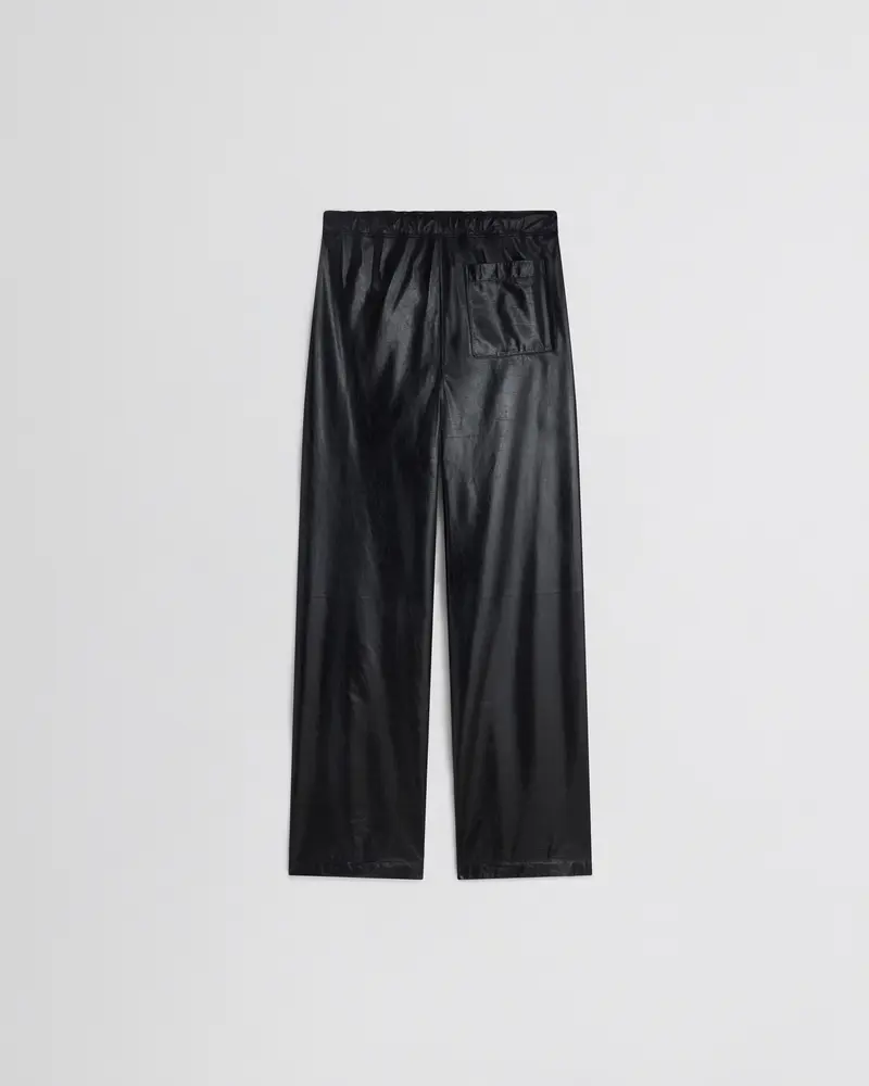 Black Leather Pyjama Trousers With Drawstring Waist 2