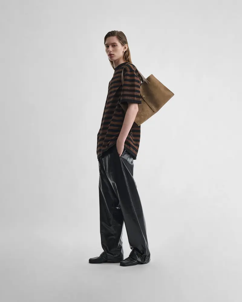 Black Leather Pyjama Trousers With Drawstring Waist