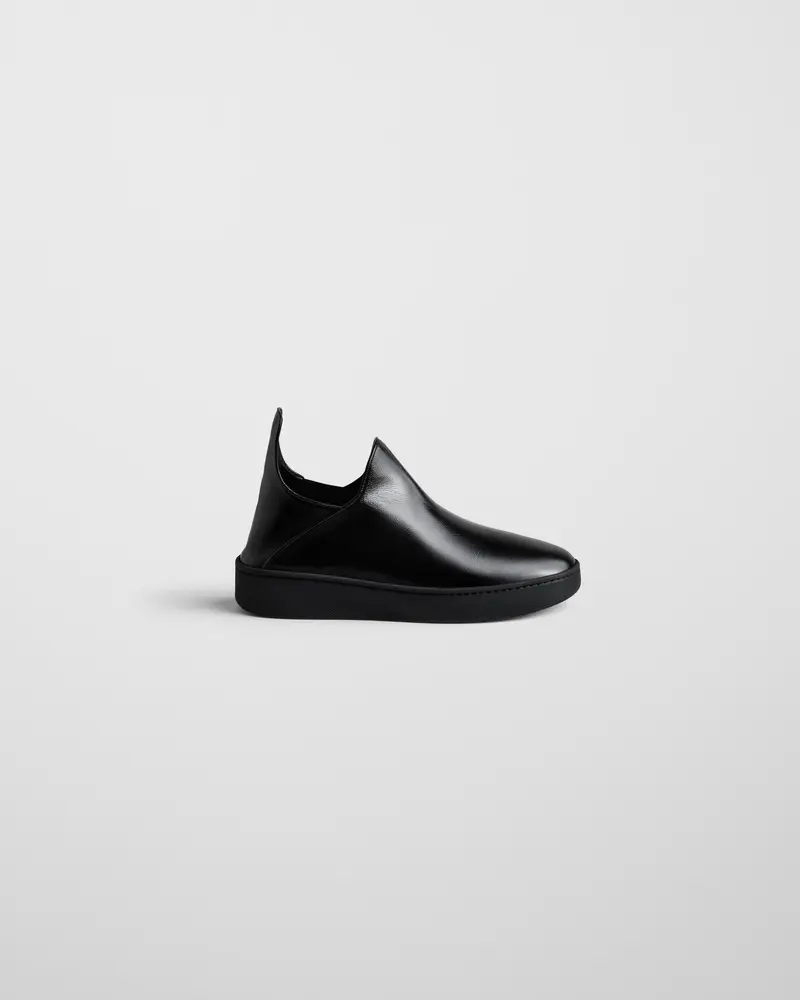 Black Leather Slip-On Sneaker