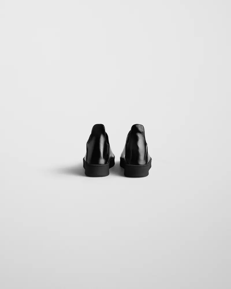 Black Leather Slip-On Sneaker