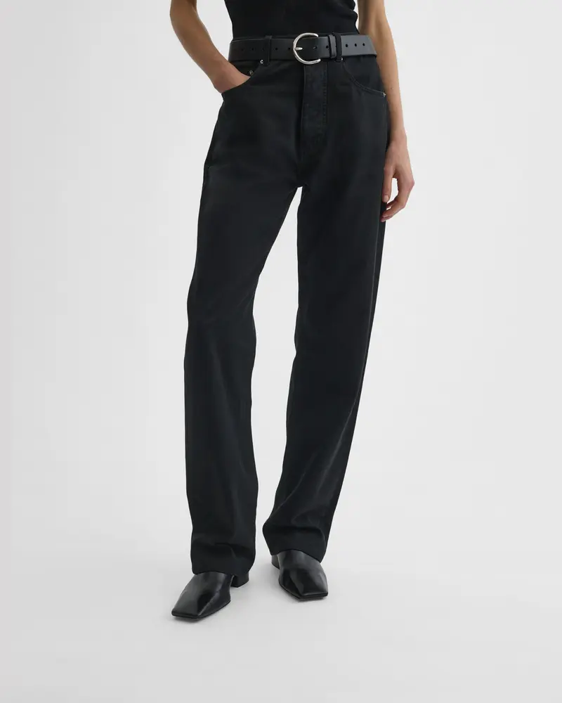 Black Organic Cotton Jeans With Eased Fit And Peachy Handfeel
