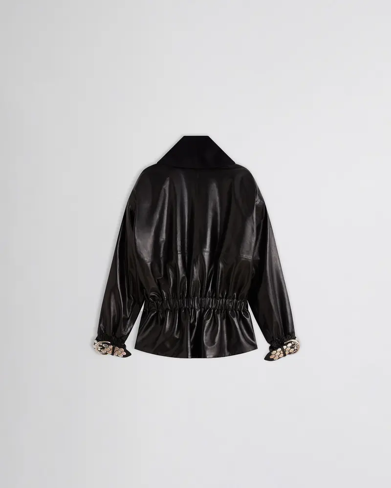 Black Plonge Leather Stud Jacket 2