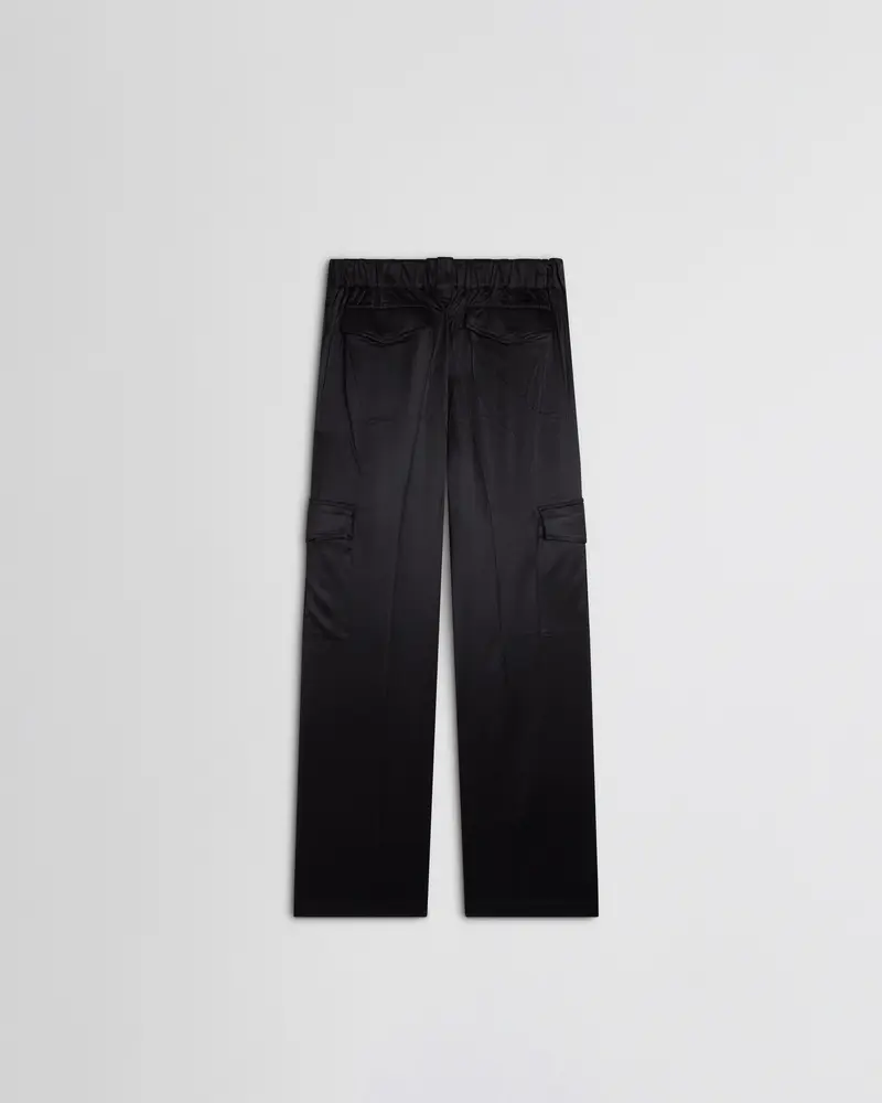 Black Silk Relaxed Cargo Trousers 2