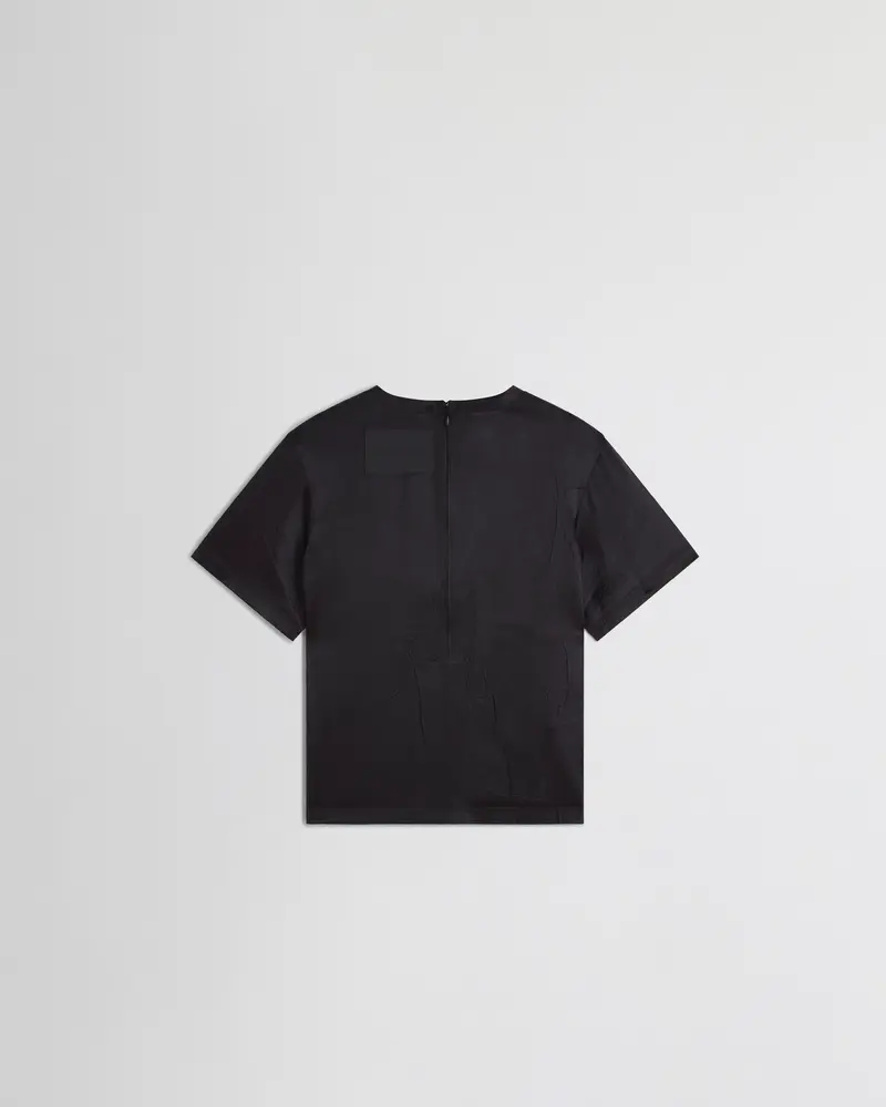 Black Silk Satin T-Shirt With Hidden Back Zip 2