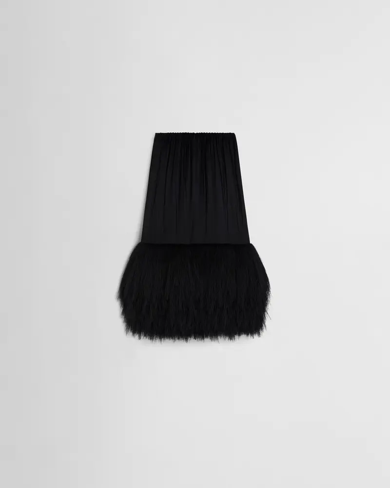 Black Silk Slip Skirt With Pampas Fringe 2
