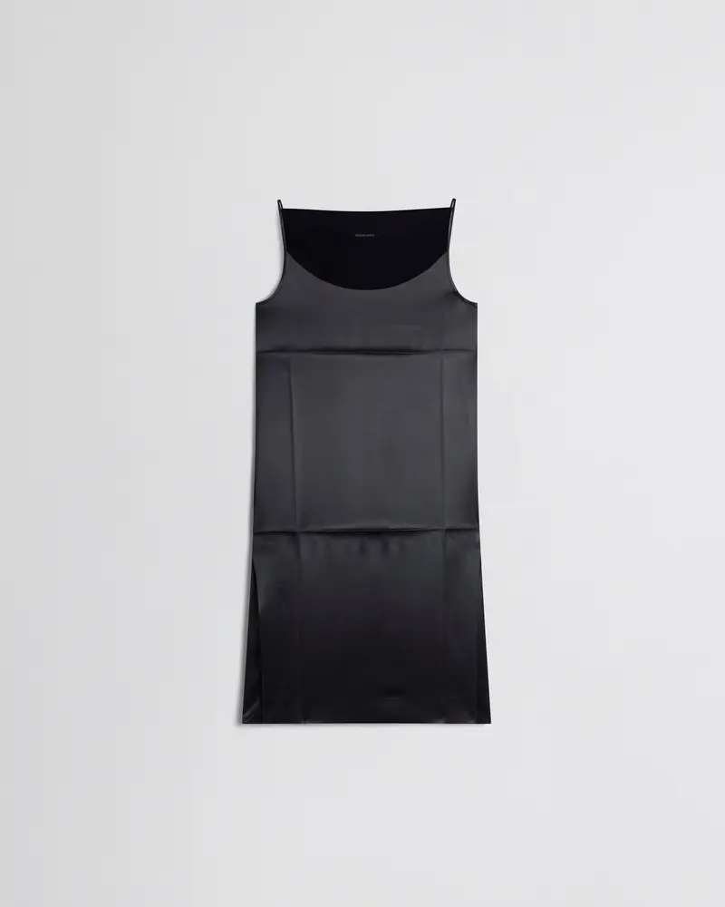Black Silk Tank Dress With Side Slits