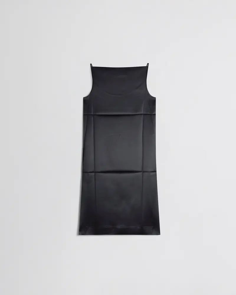 Black Silk Tank Dress With Side Slits 2