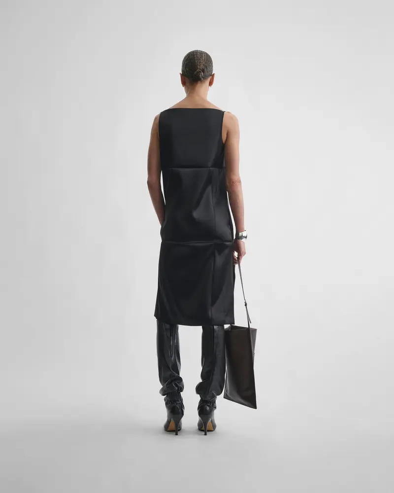 Black Silk Tank Dress With Side Slits