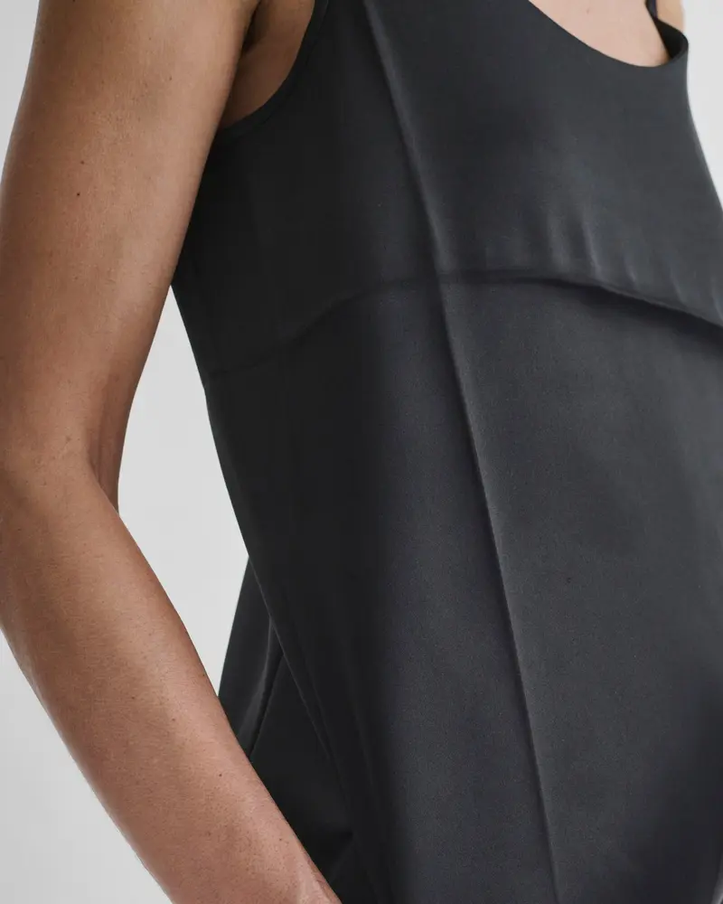 Black Silk Tank Dress With Side Slits