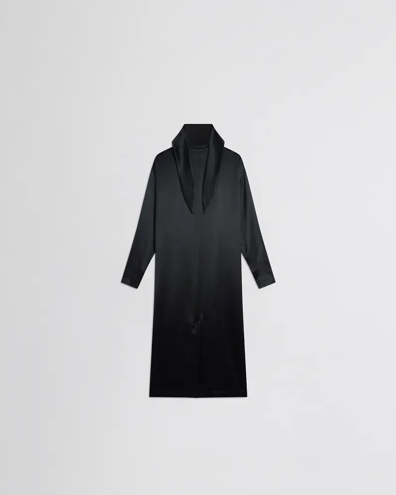Black Stretch Silk Satin Liquid High-Neck Dress 2