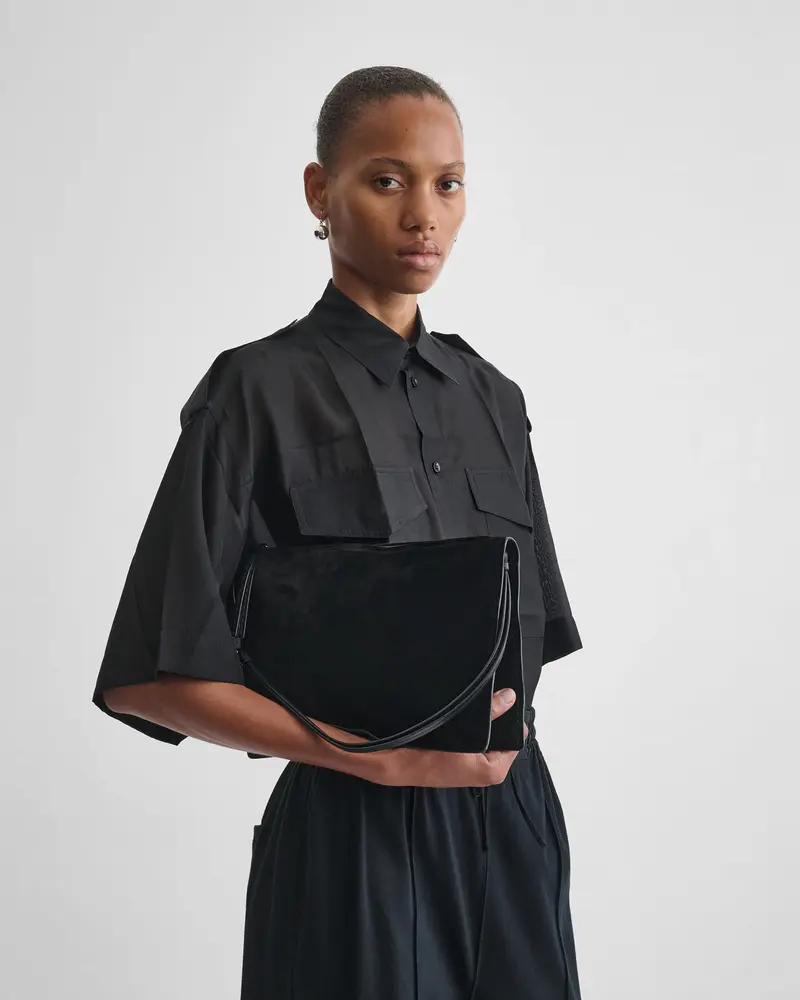 Black Suede Glove-Style Pochette 2