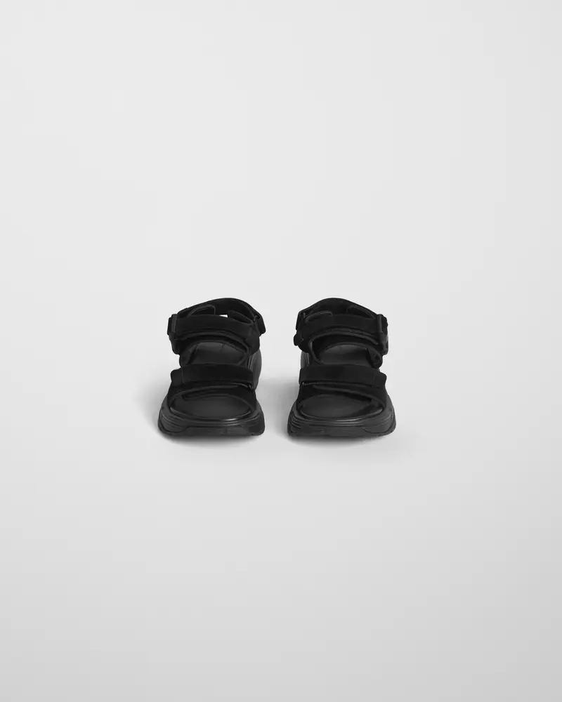 Black Suede Pace Runner Sandal With Adjustable Buckle & 50Mm Wedge Sole 2