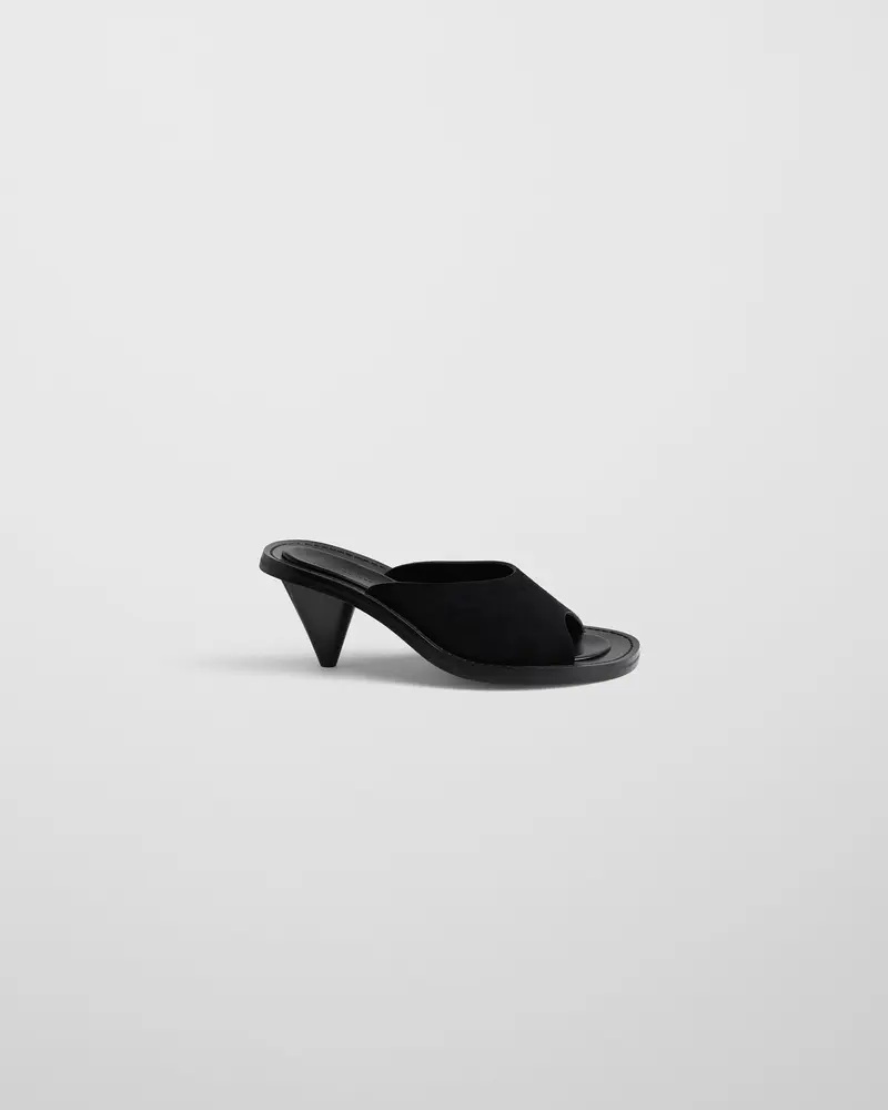 Black Suede Strap Mule – Conical Heel & Contoured Single-Strap Silhouette