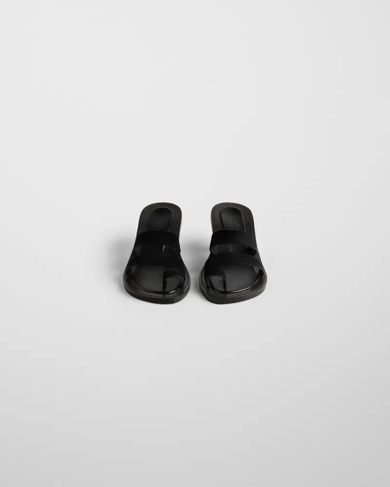 Black Suede Triple-Strap Mule Sandal 2