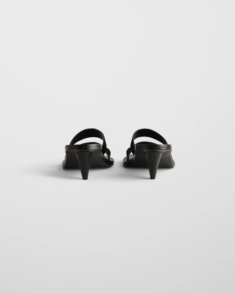 Black Suede Triple-Strap Mule Sandal
