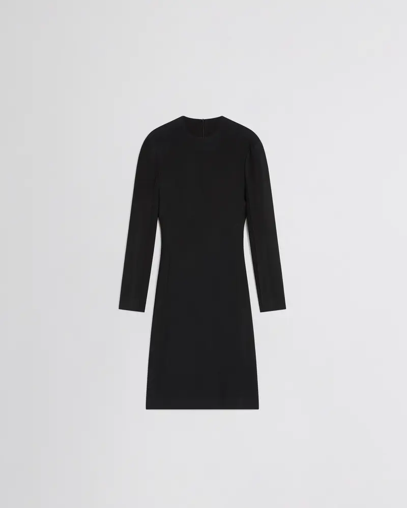 Black Textured Viscose Tailored Dress