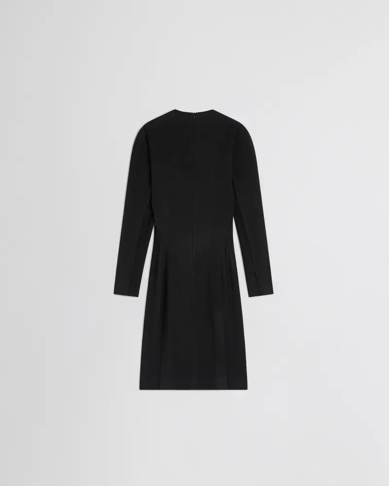 Black Textured Viscose Tailored Dress 2