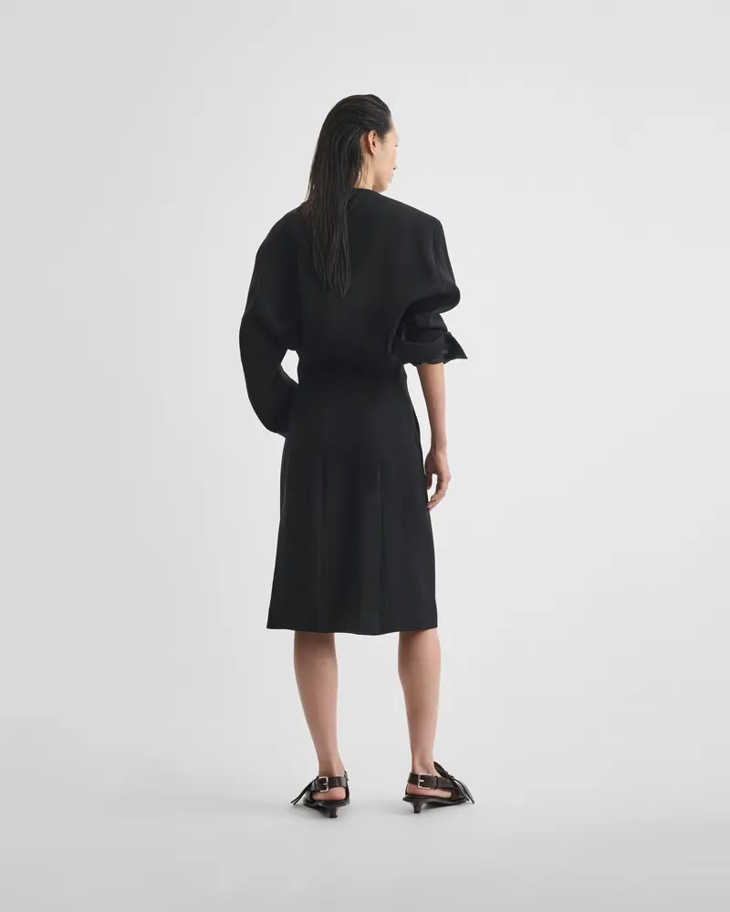 Black Textured Viscose Tailored Dress