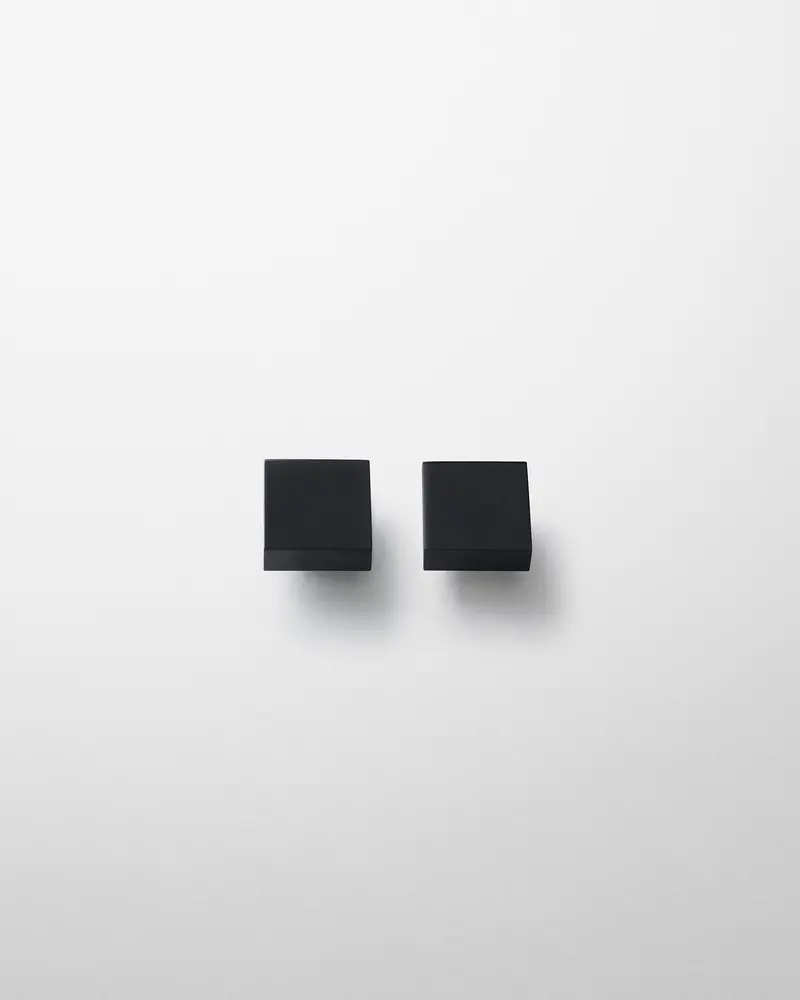 Black Varnished Bronze Cube Stud Earrings