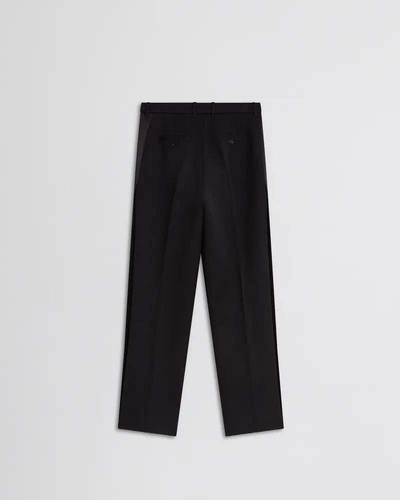 Black Viscose Tuxedo-Style Trousers With Satin Waistband 2