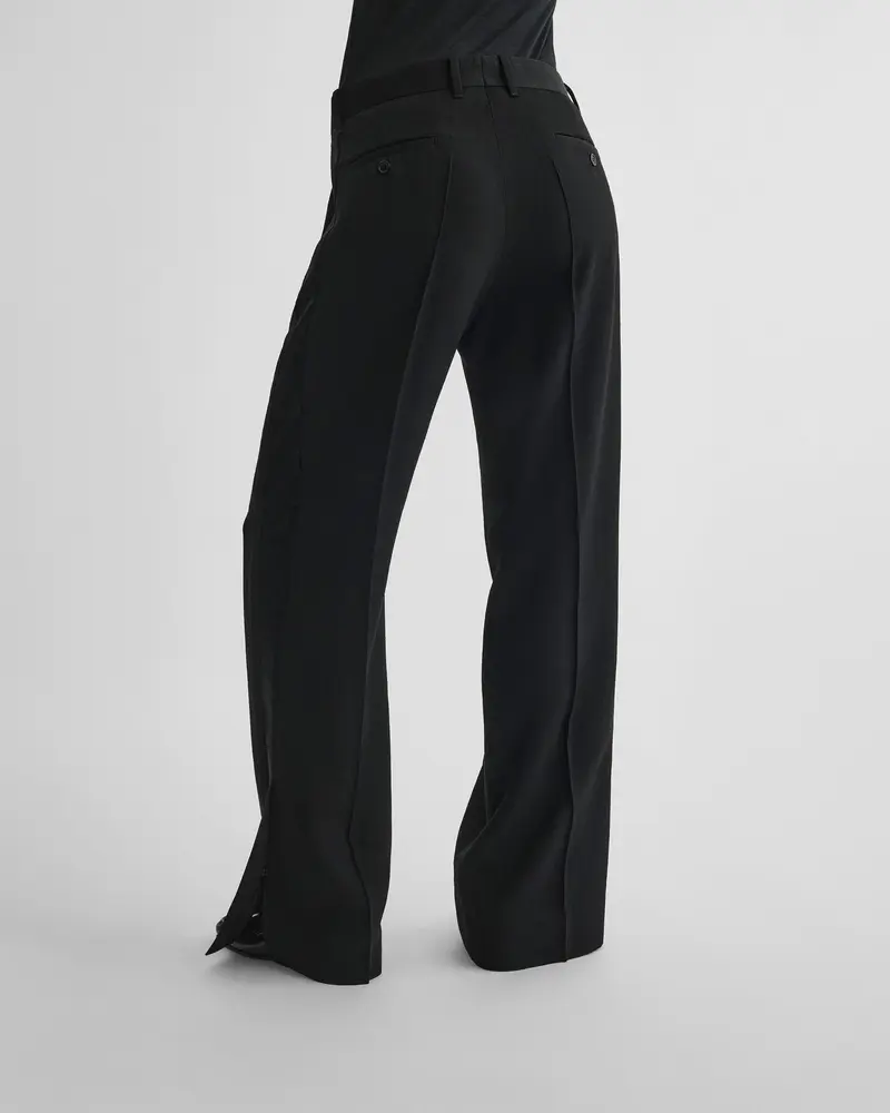 Black Viscose Tuxedo-Style Trousers With Satin Waistband