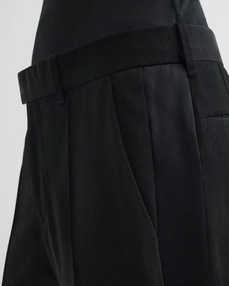 Black Viscose Tuxedo-Style Trousers With Satin Waistband