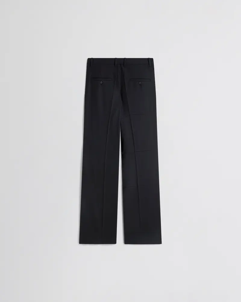 Black Wool Boyish Tuxedo Trousers With Satin Accent 2