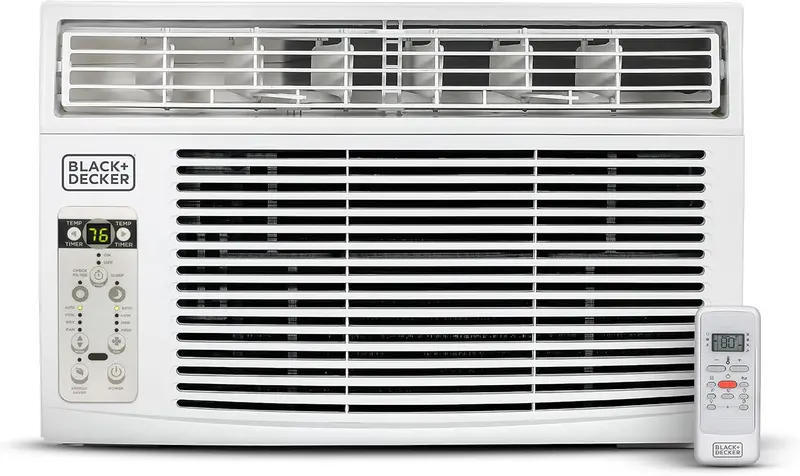 BLACK+DECKER BD05MWT6 Window Air Conditioner – 5000 BTU Compact White Cooling Unit for Spaces up to 150 Sq Ft, Mechanical Control Panel