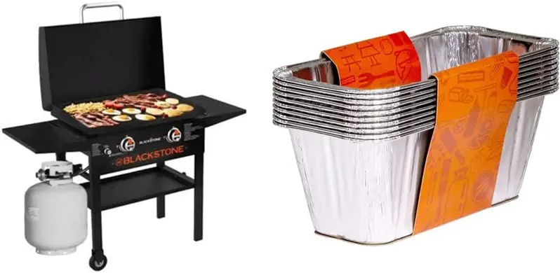 Blackstone 1883 Flat Top Griddle – 28" Heavy-Duty Propane Grill with Hood and Expandable Side Shelves